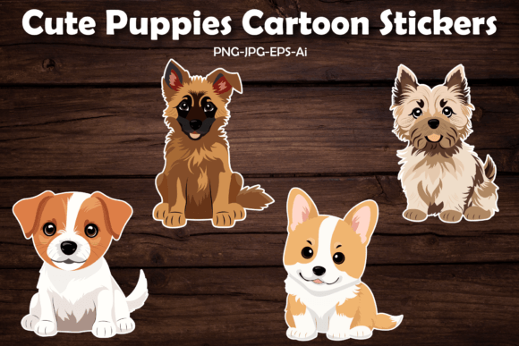 Download Cute Puppies Dog Cartoon Stickers - Cute puppies Collection