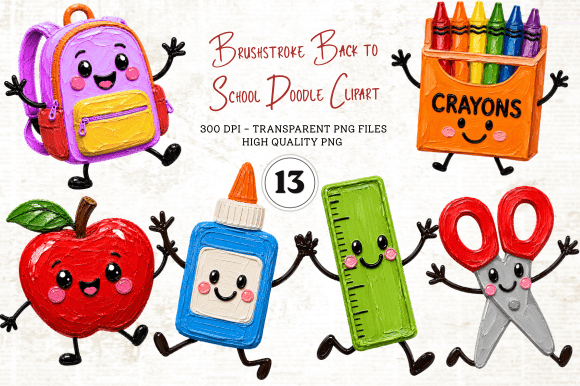 Download Brushstroke Back to School Doodle PNG - Premium Bundle