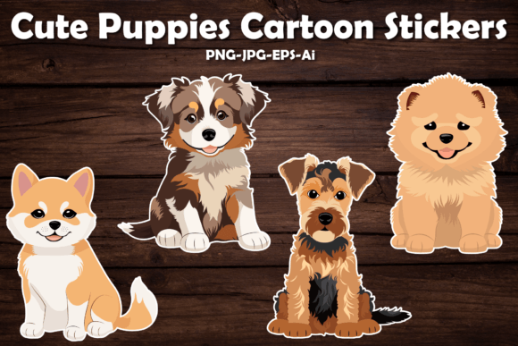 Download Cute Puppies Dog Cartoon Stickers - Cute puppies Collection