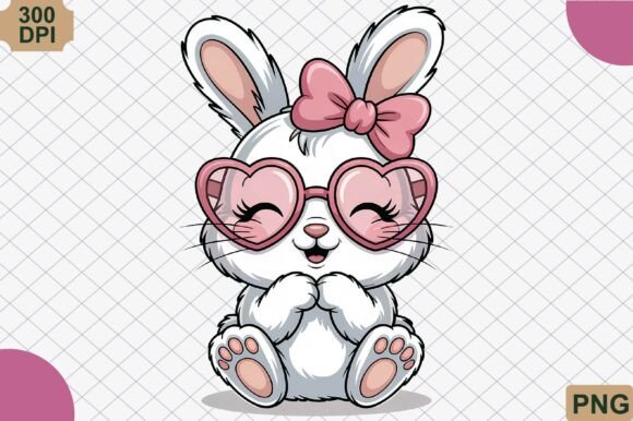 Download Sweet Bunny with Heart Glasses PNG - Sweet bunny Collection