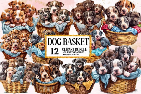 Download Cute Puppies in the Flower Basket PNG - Cute puppies Collection