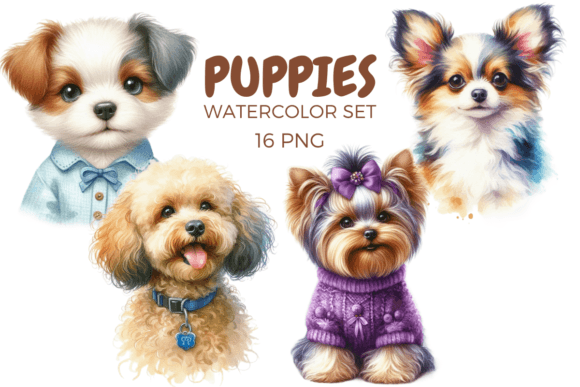 Download Dog Watercolor сlipart, Cute Puppies - Cute puppies Collection