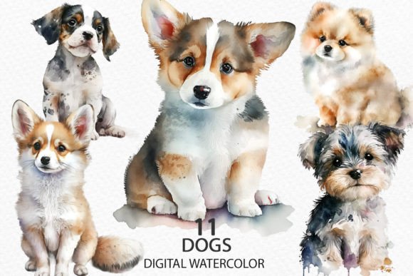 Download Watercolor Cute Puppies and Dogs - Cute puppies Collection